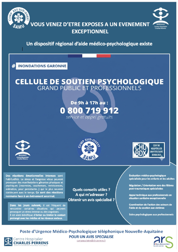 &Eacute;v&eacute;nements exceptionnels : cellule de soutien